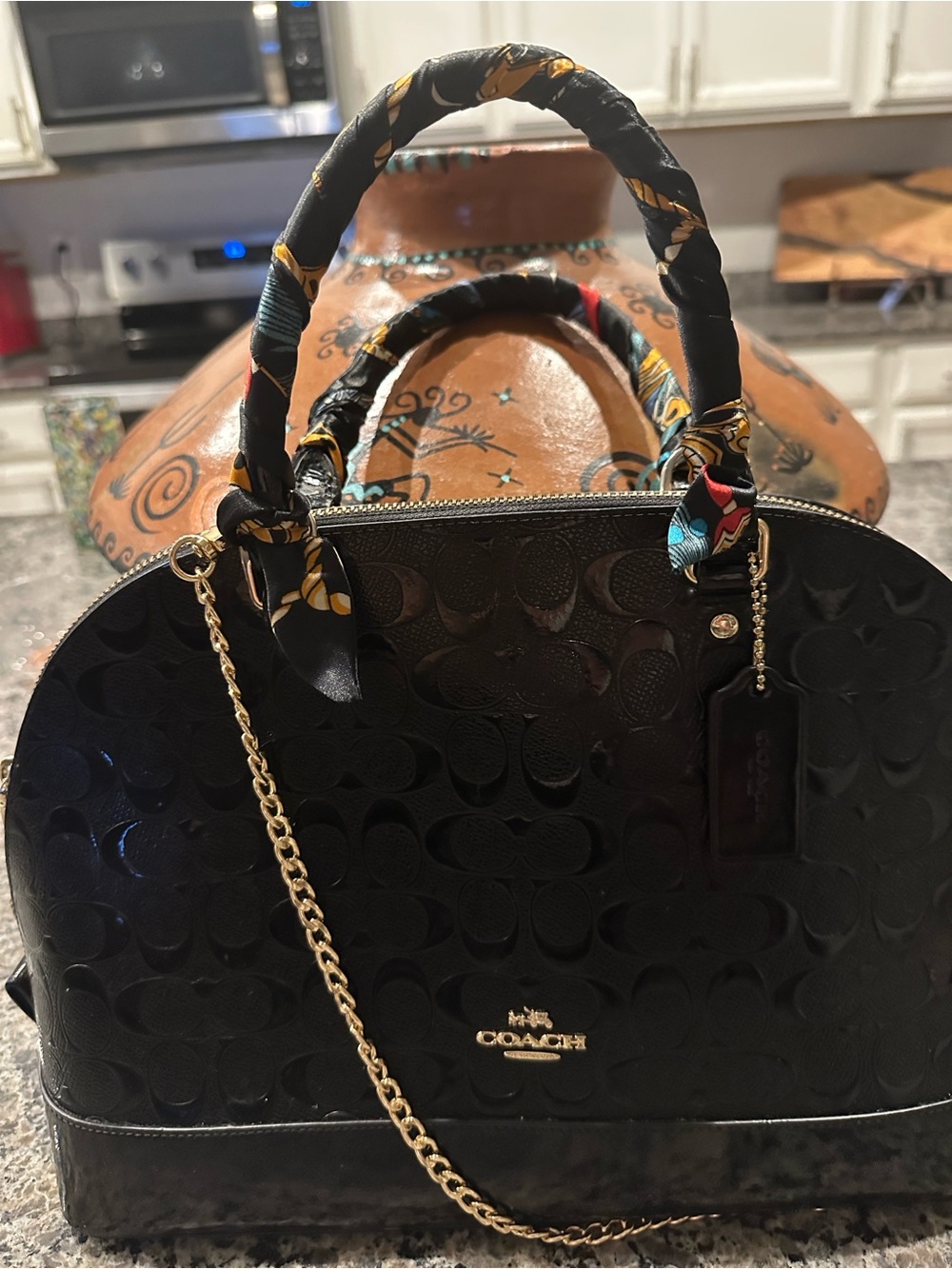 Coach Sierra Satchel Black Embossed Leather Patent Leather Bottom  Satchel - Picture 8 of 10